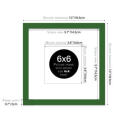 "6X6"" Green Picture Frame - 6X6"" Square Frame With 4X4"" Mount For 6X6""/4X4"" Pictures Moderrn Style Thin Edge, 1 Pack" - thumbnail 2