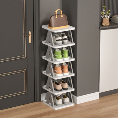 Living And Home Grey 6-Tier Foldable Plastic Shoe Rack - image 1