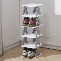 Living And Home Grey 6-Tier Foldable Plastic Shoe Rack - thumbnail 3