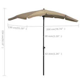 Berkfield Garden Parasol With Pole 200X130 Cm Taupe - thumbnail 6