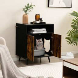 Costway Cat Litter Box Enclosure Hidden Cat Washroom With Entry Enclosed Cat Cabinet - thumbnail 8