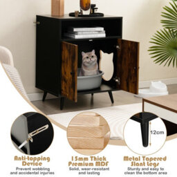 Costway Cat Litter Box Enclosure Hidden Cat Washroom With Entry Enclosed Cat Cabinet - thumbnail 5