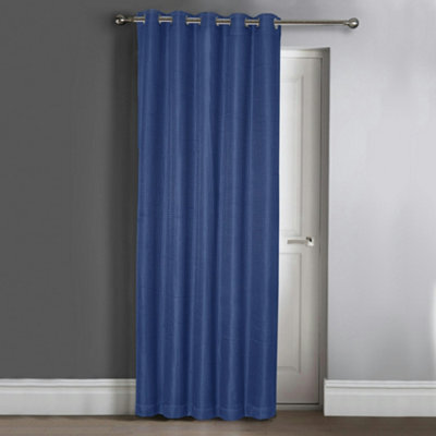 Velosso Waffle Jacquard Total Blackout Door Curtain - Navy