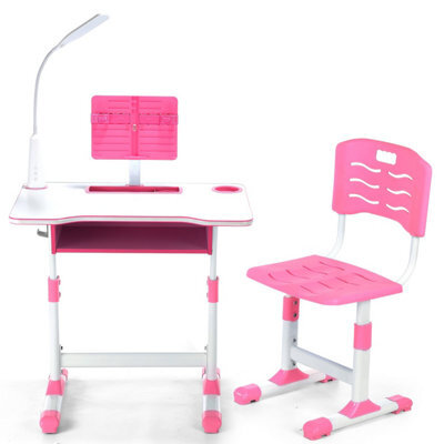 Kids Desk And Chair Set Children Study Table Writing Table Set W/ Bookshelf - image 1