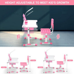 Kids Desk And Chair Set Children Study Table Writing Table Set W/ Bookshelf - thumbnail 6