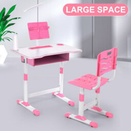 Kids Desk And Chair Set Children Study Table Writing Table Set W/ Bookshelf - thumbnail 5