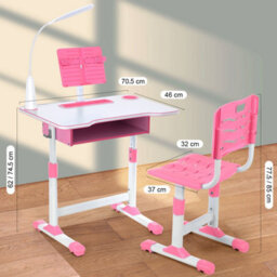 Kids Desk And Chair Set Children Study Table Writing Table Set W/ Bookshelf - thumbnail 2