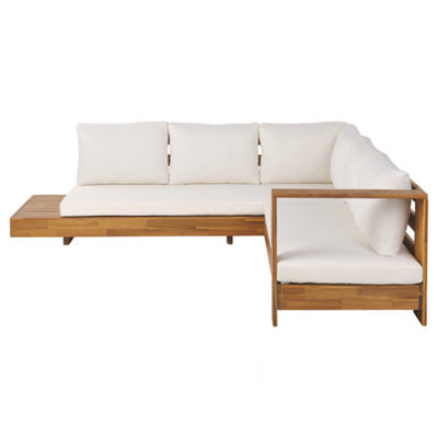 Beliani Garden Corner Sofa 5 Seater Marettimo Left Hand Certified Acacia Wood Brown - image 1