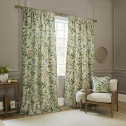 Sanderson Porcelain Garden Printed Chenille Room Darkening Pencil Pleat Curtain Pair Sage (W)229Cm X (D)137Cm - thumbnail 2