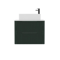 Royal Bathrooms Avenza 600mm Deep Moss Green Wall Hung Bathroom Countertop Vanity Unit 2 Drawer With Peak Basin - thumbnail 6