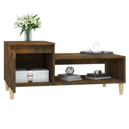 Berkfield Durable Coffee Table Smoked Oak 100X50X45 Cm Engineered Wood - thumbnail 4