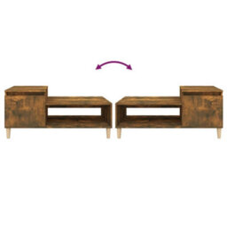 Berkfield Durable Coffee Table Smoked Oak 100X50X45 Cm Engineered Wood - thumbnail 8