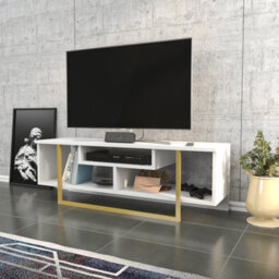 Decorotika Astona Tv Stand Tv Unit For Tvs Up To 55 Inch White And Gold - thumbnail 3
