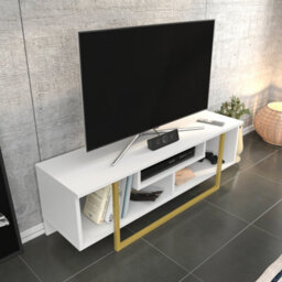 Decorotika Astona Tv Stand Tv Unit For Tvs Up To 55 Inch White And Gold - thumbnail 2