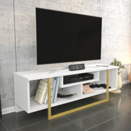 Decorotika Astona Tv Stand Tv Unit For Tvs Up To 55 Inch White And Gold - thumbnail 4