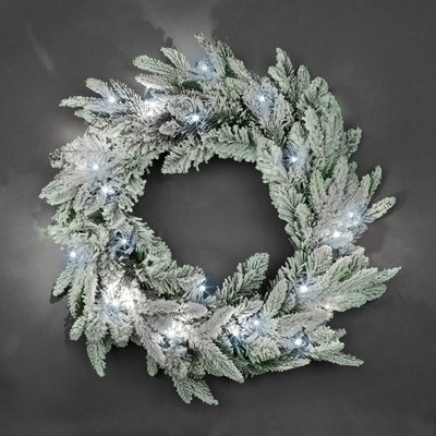 Shatchi 55Cm Prelit Lapland Fir Green Christmas Wreath - image 1