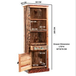 Wyld Haus Seattle Reclaimed Wood Modern Narrow Bookcase - thumbnail 4