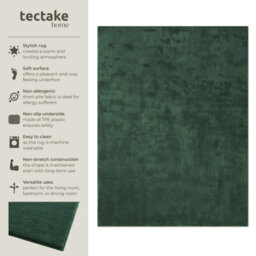 Tectake Rug Zonelle Short Pile And Ultra-Soft Carpet In Rectangular Or Round Design 140 X 200 Cm - Green - thumbnail 2