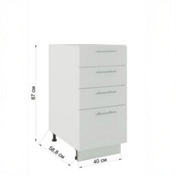 Jd Greta Adjustable Legs Kitchen Drawer Unit 400mm Storage Cabinet With Door Shelf 40Cm - Cashmere Matt - thumbnail 4