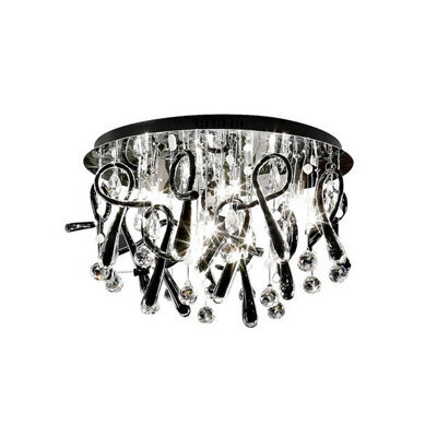 Luminosa Lighting Luminosa Class Flush Ceiling Round 20 Light G4 Polished Chrome/black Glass/crystal - image 1
