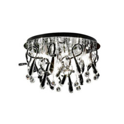 Luminosa Lighting Luminosa Class Flush Ceiling Round 20 Light G4 Polished Chrome/black Glass/crystal - thumbnail 1
