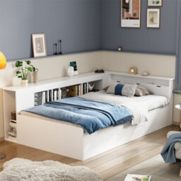 Abrihome 3Ft Single Bed(90X190Cm), Multifunctional Kid's Bed With Drawers, Bookcase And Storage Cupboard, Without Mattress, White - thumbnail 2