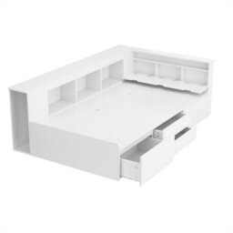 Abrihome 3Ft Single Bed(90X190Cm), Multifunctional Kid's Bed With Drawers, Bookcase And Storage Cupboard, Without Mattress, White - thumbnail 7