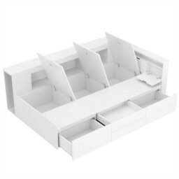 Abrihome 3Ft Single Bed(90X190Cm), Multifunctional Kid's Bed With Drawers, Bookcase And Storage Cupboard, Without Mattress, White - thumbnail 5
