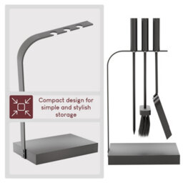 Lassic Fire Vida 4 Piece Aston Black Companion Set - Poker, Shovel, Brush And A Stand - thumbnail 6