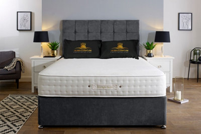 UKBEDFURNITURE Senator Steel Plush  Divan Bed Base With 26 Inch Headboard - No Storage - image 1