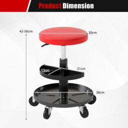 Costway Garage Shop Seat 2-Tier Tool Trays Padded Cushion Heavy-Duty 120 Kg Swivel Stool For Auto Repair - thumbnail 2