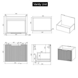 Royal Bathrooms Avenza 600mm Matt Obsidian Black Wall Hung Bathroom Countertop Vanity Unit 1 Drawer With Peak Basin - thumbnail 8