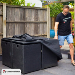 Speedwellstar Waterproof Square Garden Table Cover 125X125X74 Cm Heavy Duty Patio Cube Furniture Protection For 4 8 Seater Sets - thumbnail 3