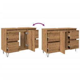 Berkfield Bathroom Cabinet Artisan Oak 80X33X60 Cm Engineered Wood - thumbnail 8