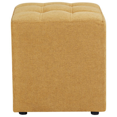 Wyld And Coco Square Footstool Yellow 38 X 38 Cm Polyester Upholstery, Compact Pouffe For Seating And Footrest - image 1