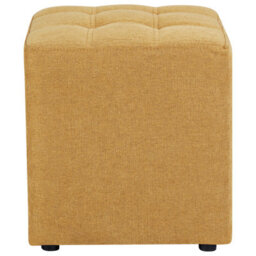 Wyld And Coco Square Footstool Yellow 38 X 38 Cm Polyester Upholstery, Compact Pouffe For Seating And Footrest - thumbnail 1