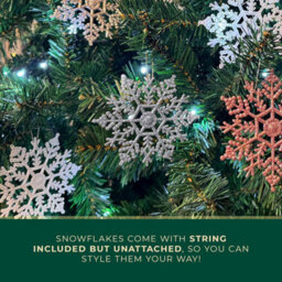 Festive Fix Hanging Glitter Snowflake Decorations Silver Pack Of 12, 10Cm Christmas Ornaments Easy To Hang Stunning Decor - thumbnail 5