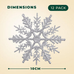 Festive Fix Hanging Glitter Snowflake Decorations Silver Pack Of 12, 10Cm Christmas Ornaments Easy To Hang Stunning Decor - thumbnail 2