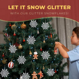 Festive Fix Hanging Glitter Snowflake Decorations Silver Pack Of 12, 10Cm Christmas Ornaments Easy To Hang Stunning Decor - thumbnail 3
