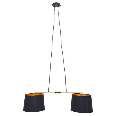 Orsina 2 Bulbs Pendant Light, Matte Black Industrial Ceiling Light With Adjustable Cord, Two Tone Inverted Shades - image 1