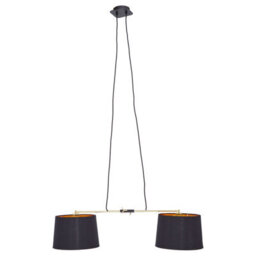 Orsina 2 Bulbs Pendant Light, Matte Black Industrial Ceiling Light With Adjustable Cord, Two Tone Inverted Shades - thumbnail 3