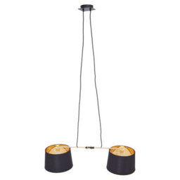 Orsina 2 Bulbs Pendant Light, Matte Black Industrial Ceiling Light With Adjustable Cord, Two Tone Inverted Shades - thumbnail 4