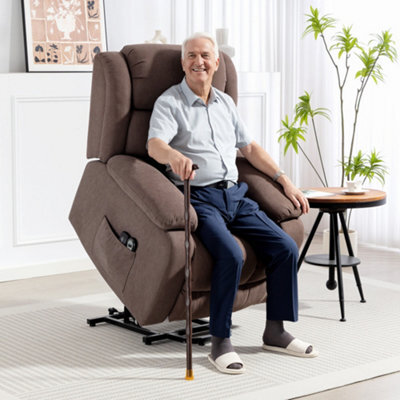 Homcom Power Lift Recliner, Lift Chair With Vibration Massage, Dark Brown - image 1