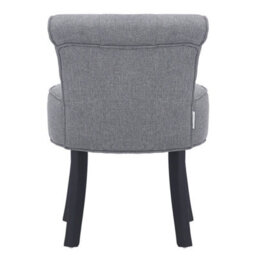 Darphe Grey Modern Vanity Stool With Backrest, Upholstered Linen Dressing Chair With Rubberwood Legs - thumbnail 6