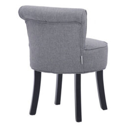 Darphe Grey Modern Vanity Stool With Backrest, Upholstered Linen Dressing Chair With Rubberwood Legs - thumbnail 4
