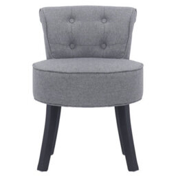 Darphe Grey Modern Vanity Stool With Backrest, Upholstered Linen Dressing Chair With Rubberwood Legs - thumbnail 3