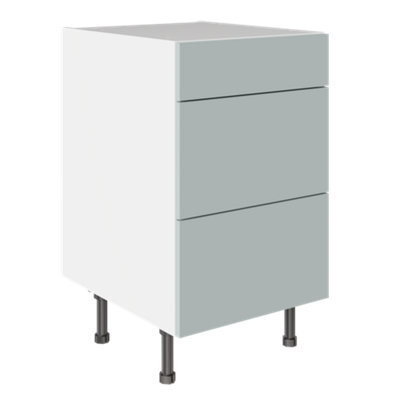 Kitchen Kit Aquamarine Supermatt Slab Door Base Unit Cabinet 3 Drawer Soft Close Flatpack - 500X720mm - image 1