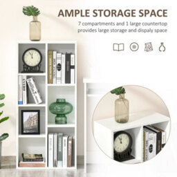 Wyld Haus Tonomo Wood 7-Cube White Storage Bookcase - Compact Modular Shelf Unit 50 X 24 X 106 Cm - thumbnail 5