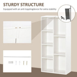 Wyld Haus Tonomo Wood 7-Cube White Storage Bookcase - Compact Modular Shelf Unit 50 X 24 X 106 Cm - thumbnail 6