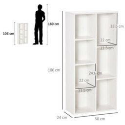 Wyld Haus Tonomo Wood 7-Cube White Storage Bookcase - Compact Modular Shelf Unit 50 X 24 X 106 Cm - thumbnail 3